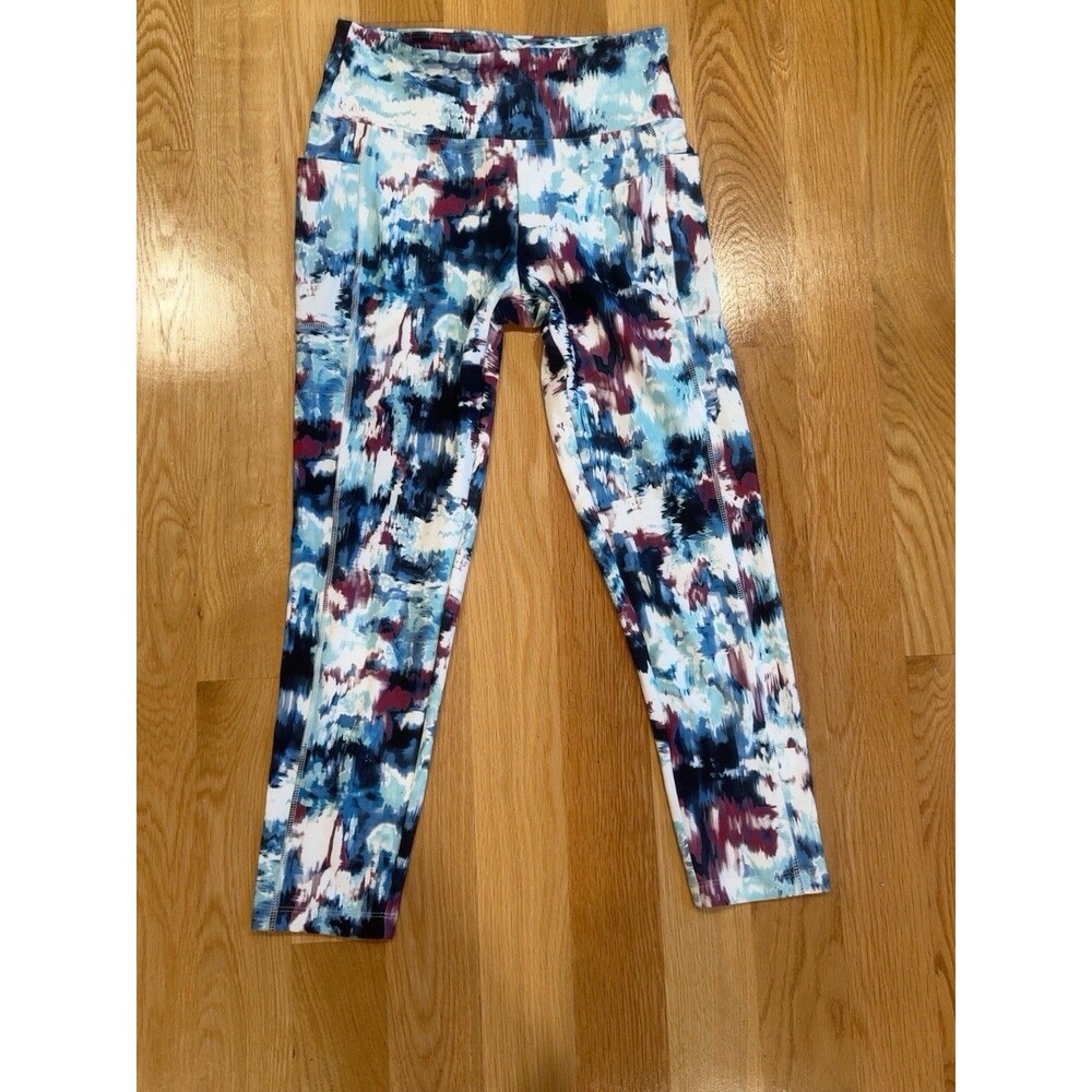 Women’s Medium Abstract Capri Leggings High Rise Pockets